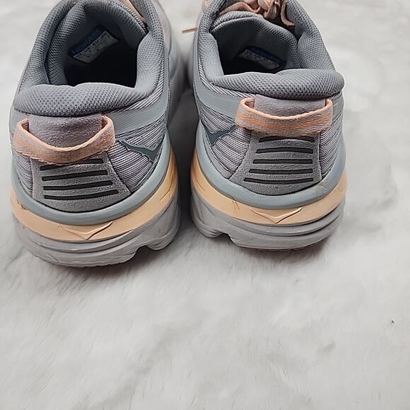 Hoka One Bondi 7 WIDE Running Womens Size 10.5 1110531-HMSH Grey Pink - Picture 4 of 12